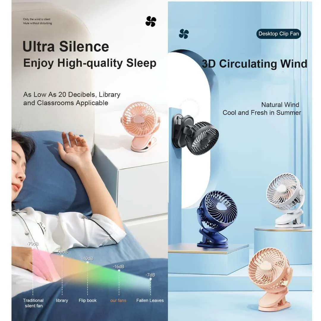 3 Speeds Portable Desk Fan, 10000mAh Rechargeable - Image 5
